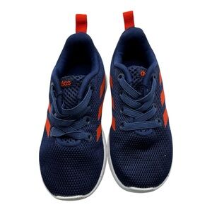 Adidas Kids Sneakers Size 5.5K Navy Blue Red Stripes‎ Mesh Running Shoes